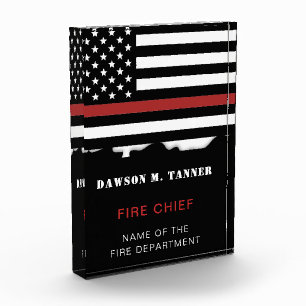 Personalized Firefighter Thin Red Line Fire Rescue Photo Block