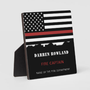 Personalized Firefighter Thin Red Line Fire Rescue Plaque