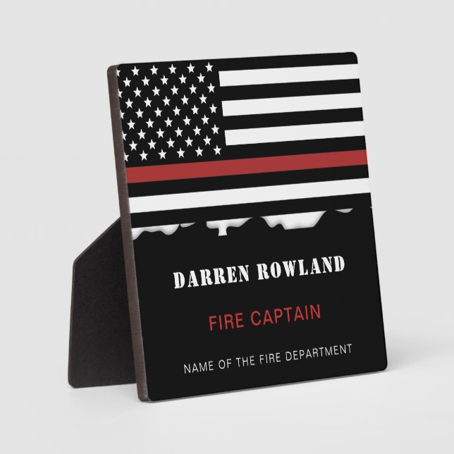 Personalized Firefighter Thin Red Line Fire Rescue Plaque (Front)