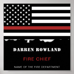 Personalized Firefighter Thin Red Line Fire Rescue Poster