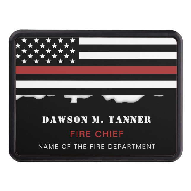 Personalized Firefighter Thin Red Line Fire Rescue Trailer Hitch Cover (Front)