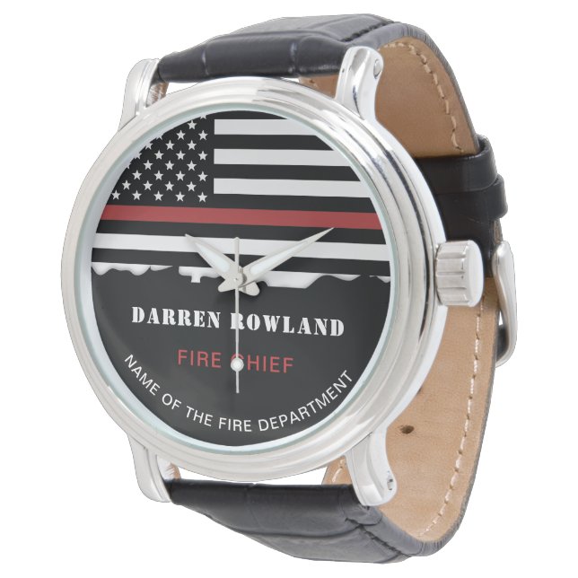 Personalized Firefighter Thin Red Line Fire Rescue Watch (Angled)