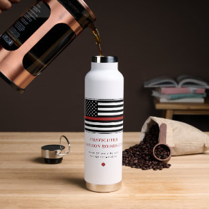 Personalized Firefighter Thin Red Line Fire Rescue Water Bottle