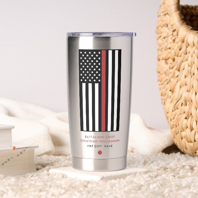 Personalized Firefighter Thin Red Line Flag Insulated Tumbler (Living Room)