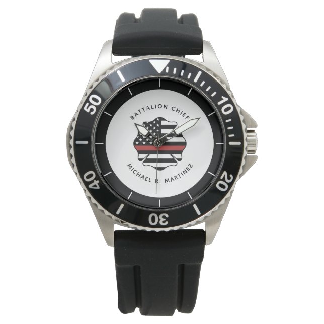 Personalized Firefighter Thin Red Line Flag Watch (Front)