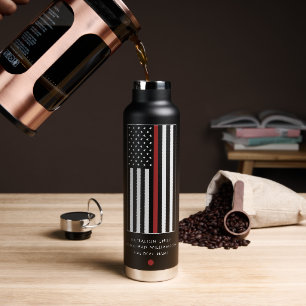Personalized Firefighter Thin Red Line Flag Water Bottle