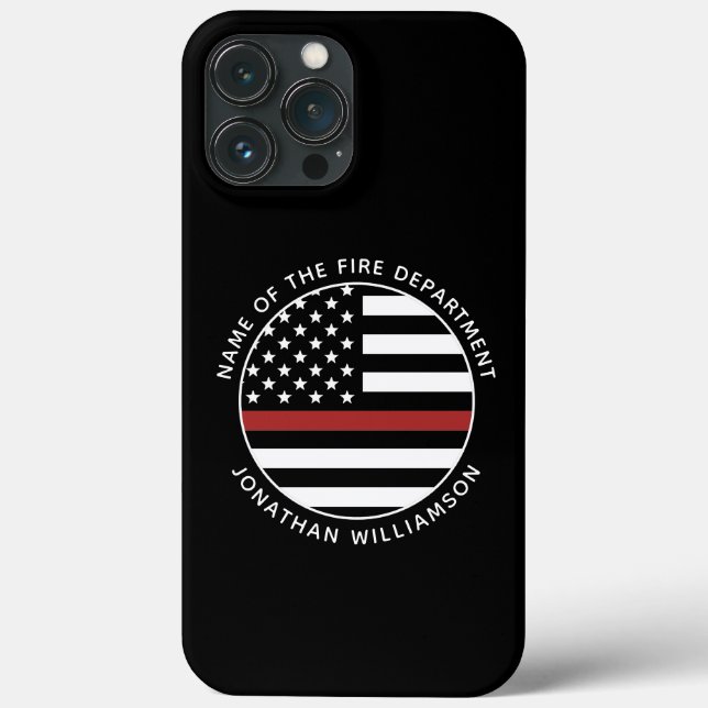 Personalized Firefighter Thin Red Line USA Flag Case-Mate iPhone Case (Back)