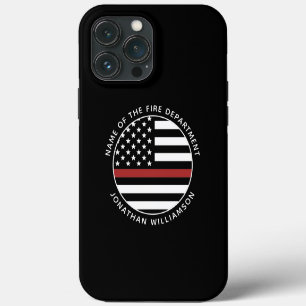 Personalized Firefighter Thin Red Line USA Flag iPhone 13 Pro Max Case