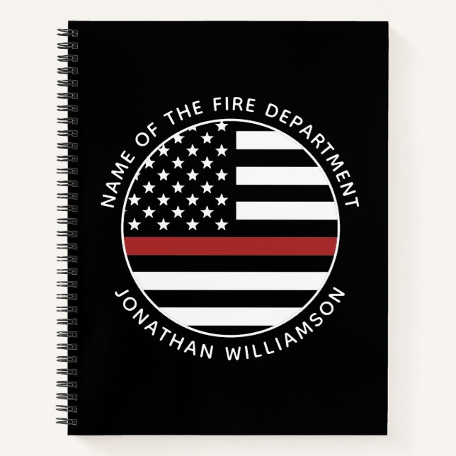 Personalized Firefighter Thin Red Line USA Flag Notebook (Front)