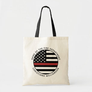 Personalized Firefighter Thin Red Line USA Flag Tote Bag