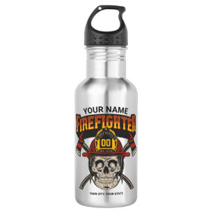 Personalized Fireman Skull Helmet Axe Firefighter  532 Ml Water Bottle