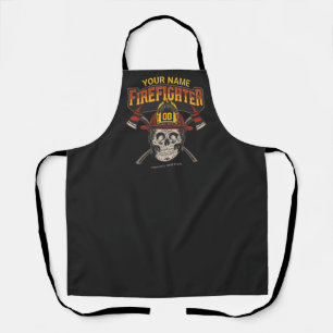 Personalized Fireman Skull Helmet Axe Firefighter  Apron
