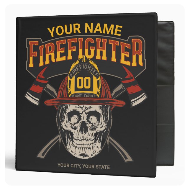 Personalized Fireman Skull Helmet Axe Firefighter  Binder (Creator Uploaded)