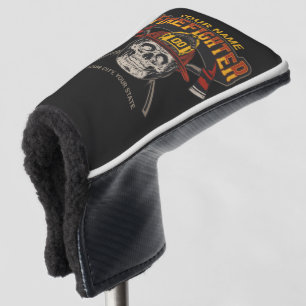 Personalized Fireman Skull Helmet Axe Firefighter Golf Head Cover