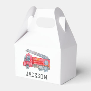 Personalized Firetruck birthday Party Favor Box