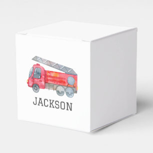 Personalized Firetruck birthday Party Favor Box
