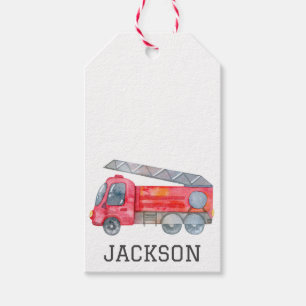 Personalized Firetruck birthday Party Gift Tags