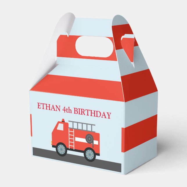 Personalized Firetruck Paper Favour Box (Front Side)