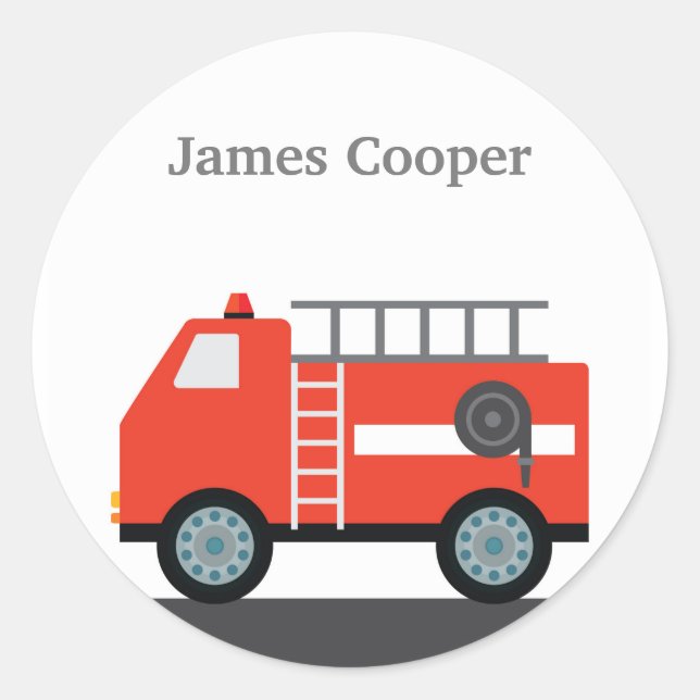 Personalized Firetruck  Stickers (Front)