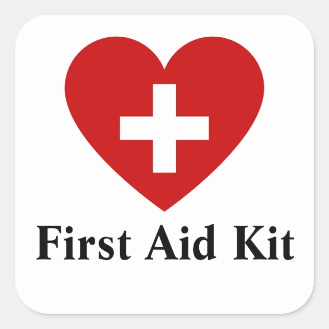 Personalized first aid kit square sticker (Front)