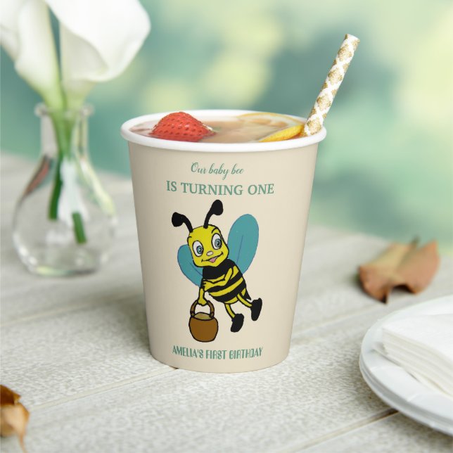 Personalized first birth year 1st birthday party paper cups (Insitu)