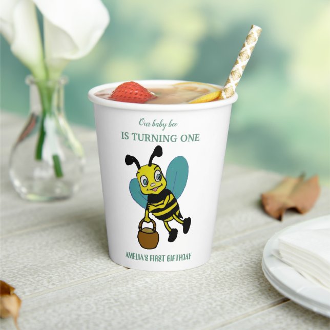 Personalized first birth year 1st birthday party paper cups (Insitu)
