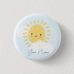 Personalized First Birthday Baby Shower Sunshine 1 Inch Round Button