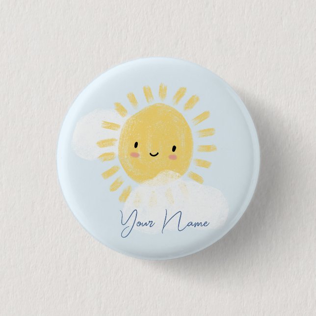 Personalized First Birthday Baby Shower Sunshine 1 Inch Round Button (Front)