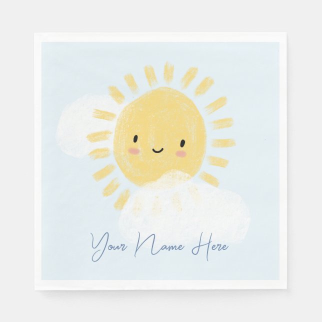 Personalized First Birthday Baby Shower Sunshine Napkin (Front)