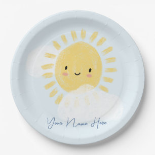 Personalized First Birthday Baby Shower Sunshine Paper Plate