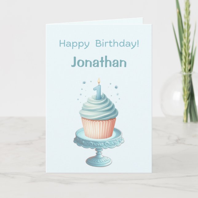 Personalized First Birthday Candle Card (Front)