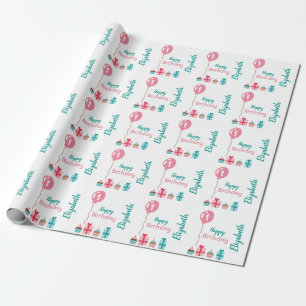 Personalized First Birthday girl Wrapping Paper
