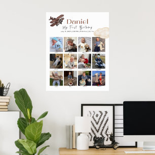 Personalized First Birthday Photo Collage Poster
