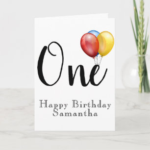 Personalized First Birthday With Balloon Card
