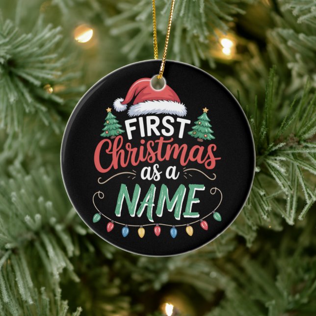 Personalized First Christmas As A Family Matching  Ceramic Ornament (Tree)