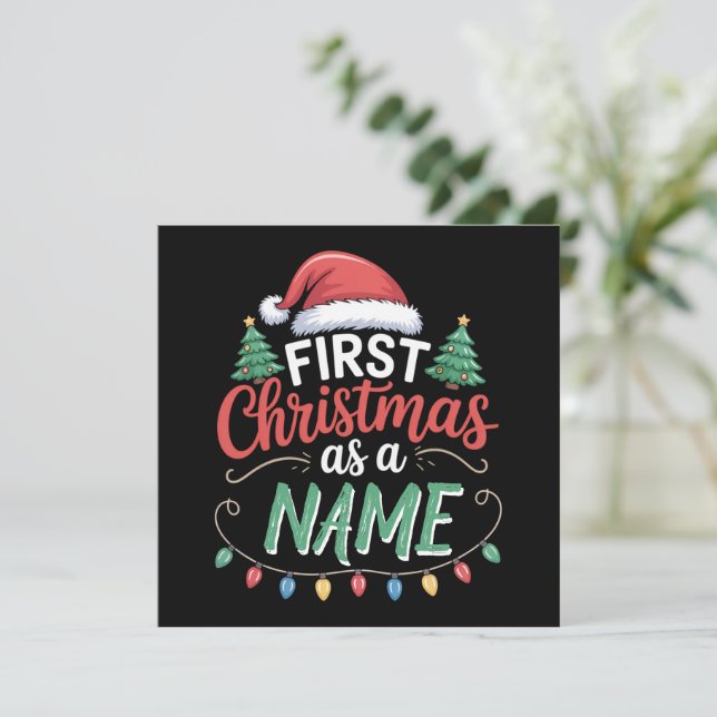 Personalized First Christmas As A Family Matching  Holiday Card (Standing Front)