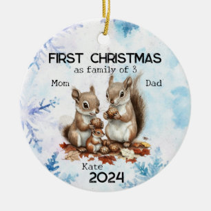 Personalized First Christmas as a Family of 3 Ceramic Ornament
