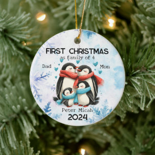 Personalized First Christmas as a Family of 4 Ceramic Ornament