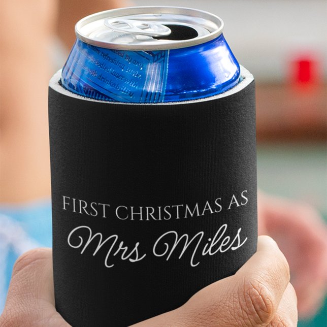 Personalized 'First Christmas as a Mrs.' Surname Can Cooler (Personalized 'First Christmas as a Mrs.' Surname Can Cooler)