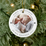 Personalized First Christmas as Big Brother Photo Ceramic Ornament<br><div class="desc">Personalize this ornament with a photo of your baby and their big brother to make a beautiful keepsake to hang on the tree.</div>