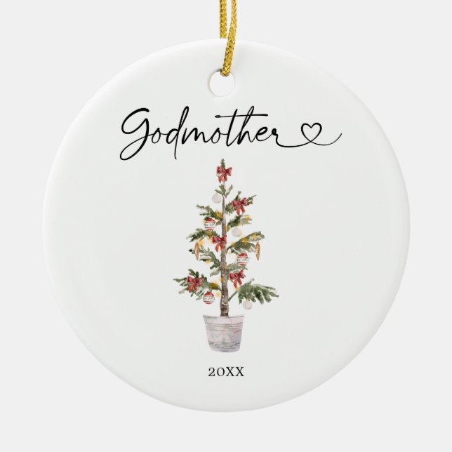 Personalized First Christmas As Godmother Ornament (Front)
