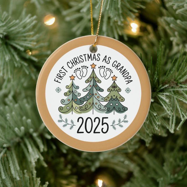 Personalized First Christmas as Grandpa Ceramic Ornament (Tree)