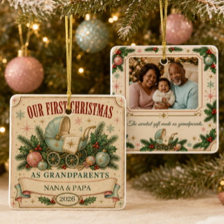 Personalized First Christmas as Grandparents 2026  Ceramic Ornament