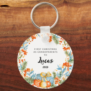 Personalized First Christmas As Grandparents Keychain