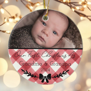 Personalized First Christmas As Grandparents Photo Ceramic Ornament
