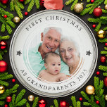 Personalized First Christmas as Grandparents Photo Metal Ornament<br><div class="desc">Personalize this ornament with favourite photo to give to the new grandparents as a keepsake ornament to hang on their tree</div>