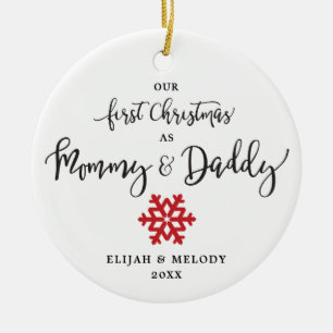 Personalized First Christmas as Mommy & Daddy Ceramic Ornament