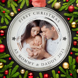 Personalized First Christmas as Parents Photo Metal Ornament<br><div class="desc">Personalize this ornament with a favourite photo to give to the new parents as a keepsake ornament to hang on their tree.</div>