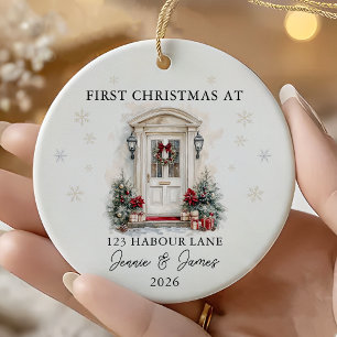 Personalized First Christmas At Our New Home Ceramic Ornament