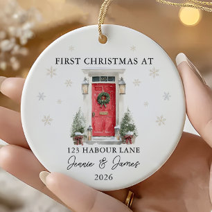 Personalized First Christmas At Our New Home Ceramic Ornament